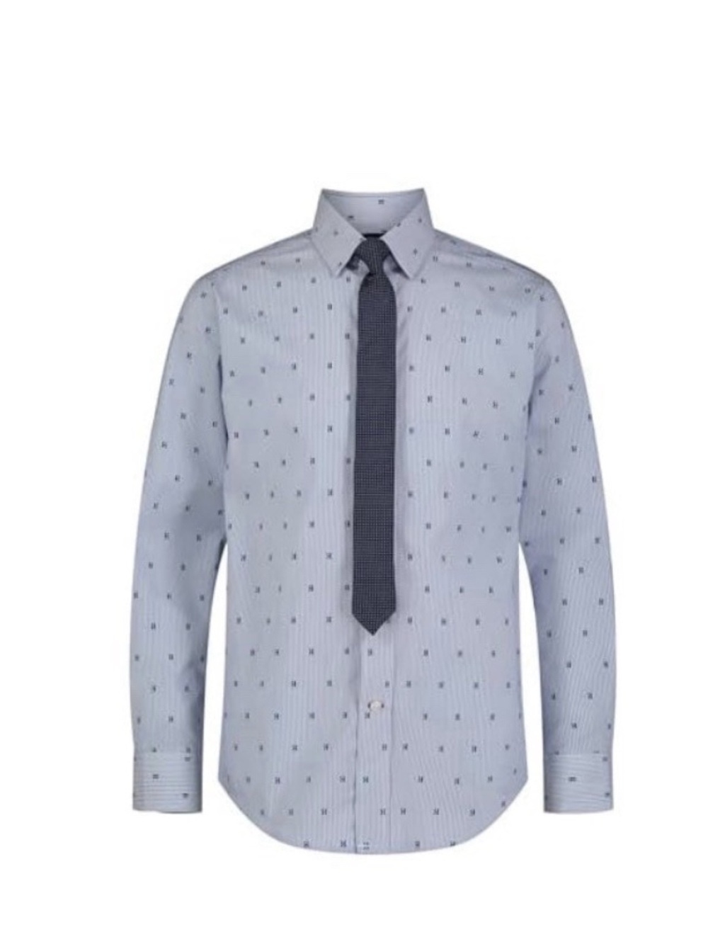 Tommy Hilfiger Boys Long Sleeve Dress Shirt Straight Tie Collared Button Down 16